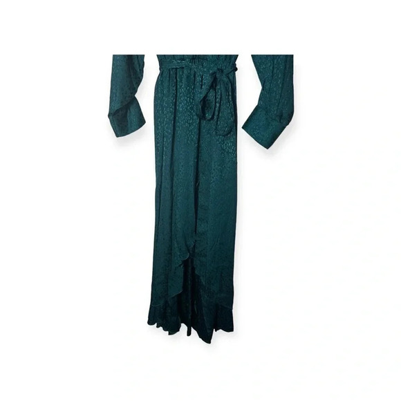 1812. ALEX‎ B NITES LONG SLEEVE MAXI DRESS LEOPARD PRINT IN EMERALD GREEN COLOR - Picture 3 of 8